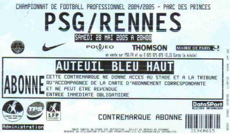 BILLET DE MATCH