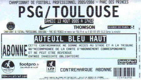 BILLET DE MATCH