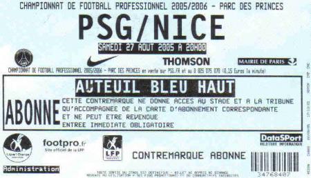 BILLET DE MATCH
