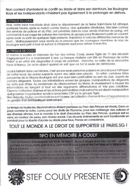 CONFLIT TIGRIS/ BOULOGNE BOYS: TOUTE LA VéRITé